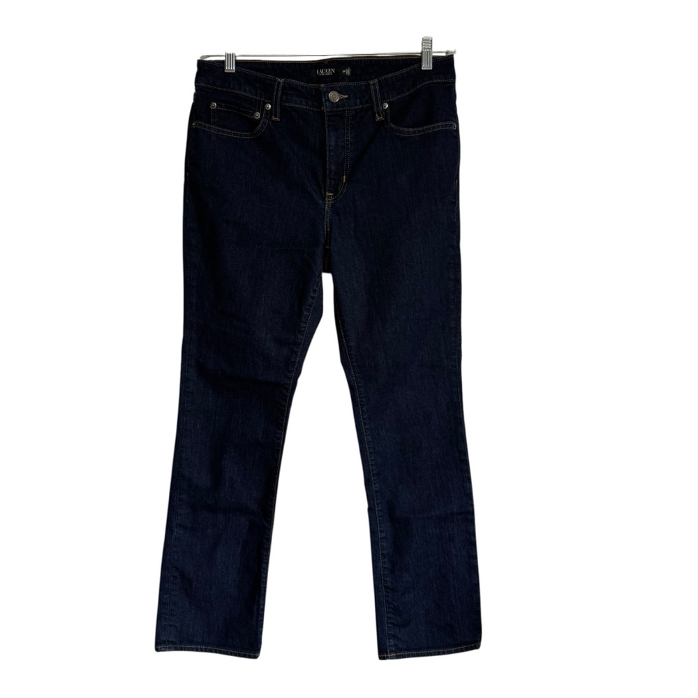 Lauren Ralph Lauren Dark Wash Jeans Denim Straight Leg Size 12 Petite 29” inseam - Picture 2 of 14